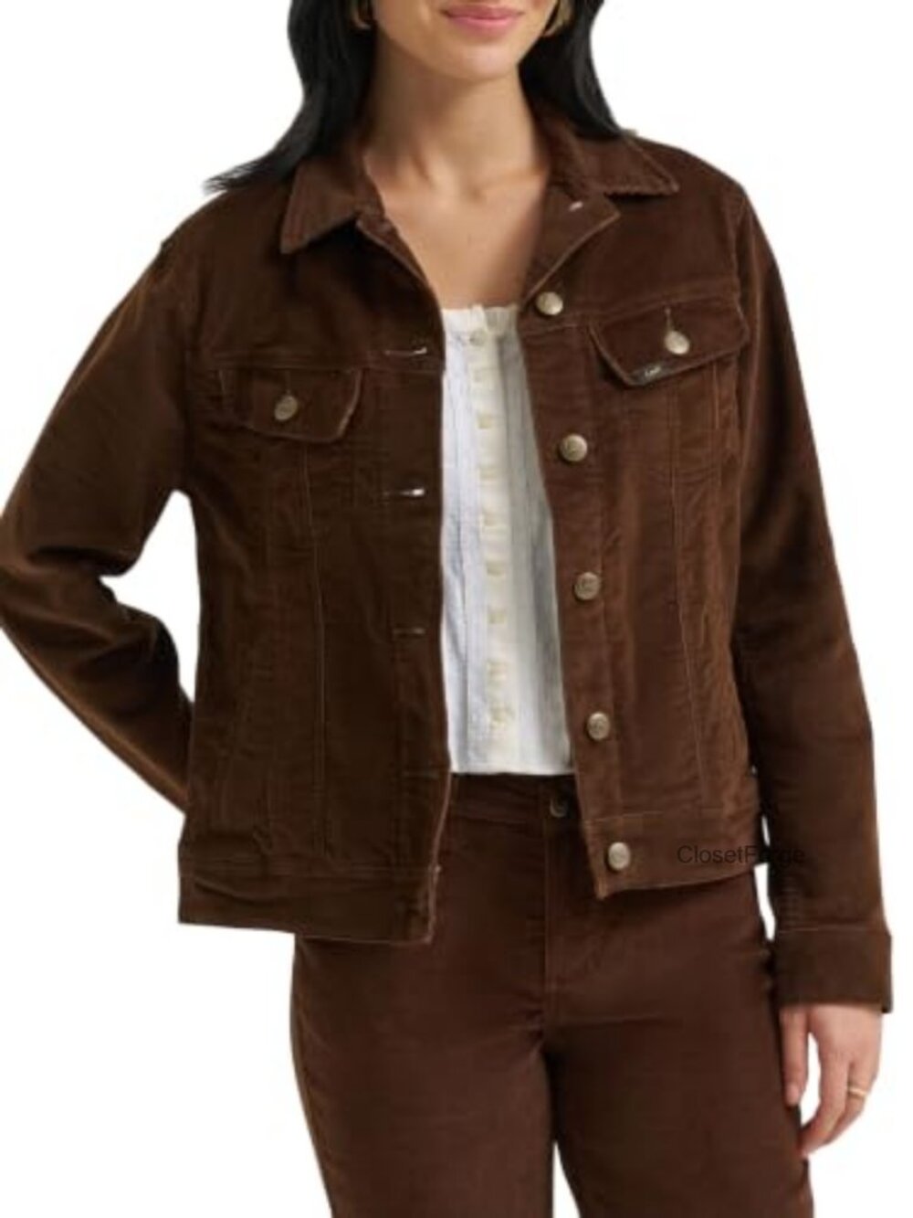 Lee Women's Denim Jacket Regular Fit Button-Front Stretch Cotton Blend